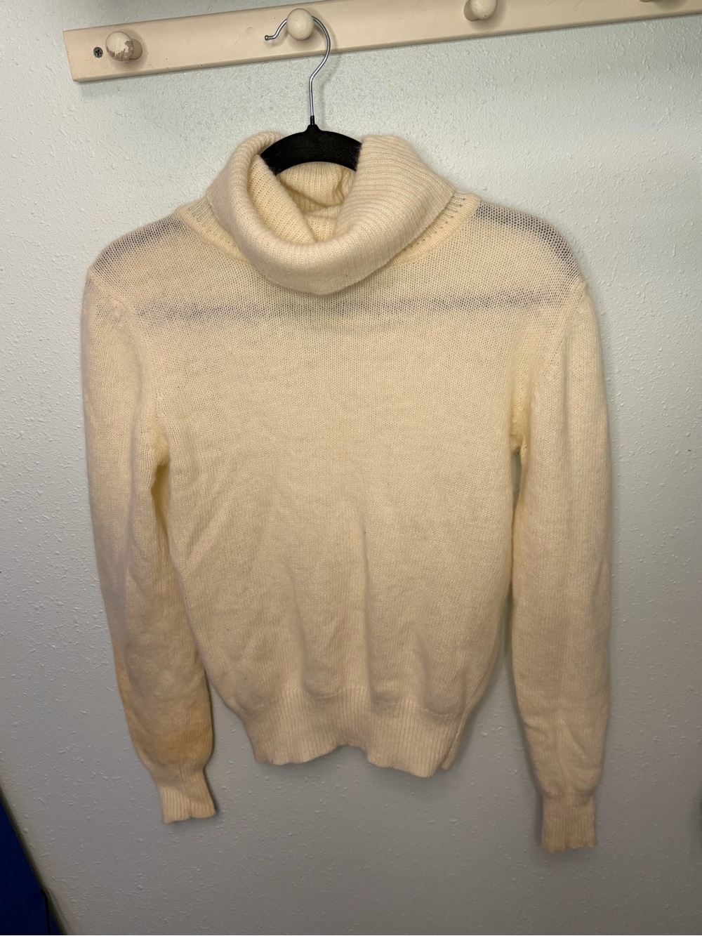 L.L.Bean Lambswool Angora Blend Turtleneck Sweater Cream Size 36